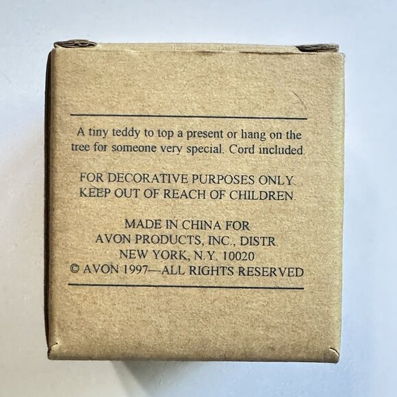 Avon 1997 Holiday Ornament GIFT TOPPER Teddy Bear Holding Apple Teacher Gift - Picture 8 of 11